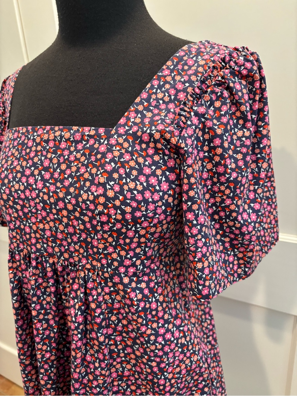 Draper James Dottie Babydoll Shift Dress Women XS Nassau Multi Navy Floral Print - Picture 7 of 14